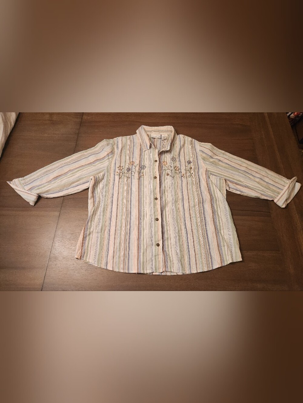 Alfred Dunner Pastel Multi-Striped Button-Down Shirt